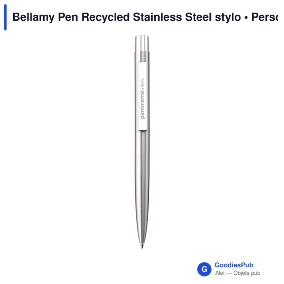 Stylo bille personnalisable en acier inoxydable recyclé - Bellamy Penavec logo - Image 2