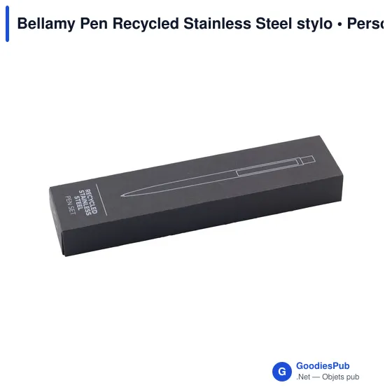 Stylo bille personnalisable en acier inoxydable recyclé - Bellamy Penavec logo - Image 5