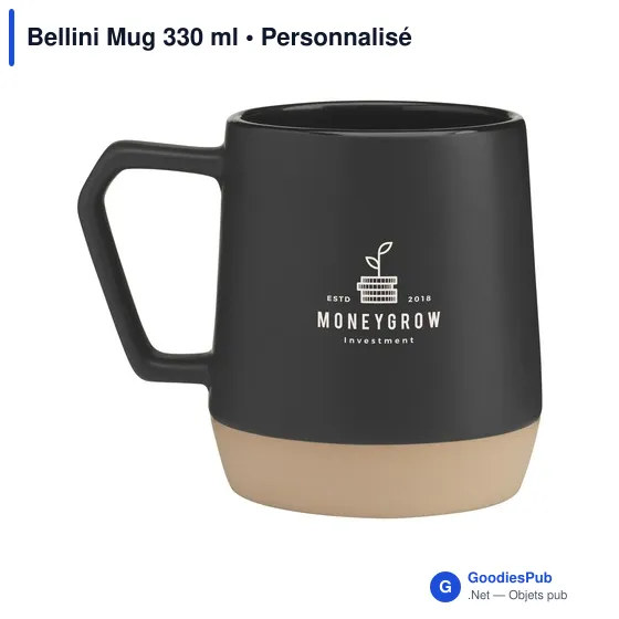Mug en céramique personnalisable Bellini 330 ml avec logo - Image 1