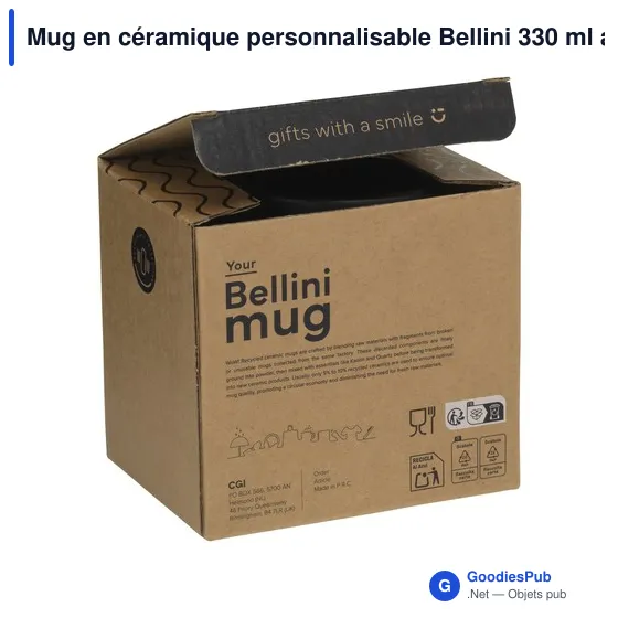 Mug en céramique personnalisable Bellini 330 ml avec logo - Image 3