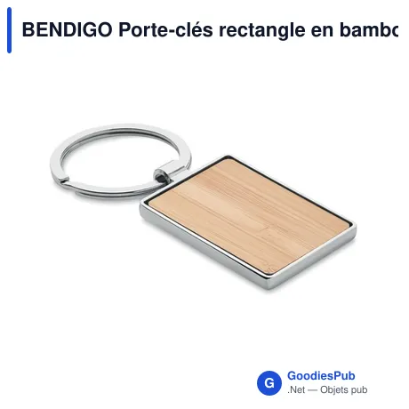 BENDIGO Porte-clés rectangle en bambou