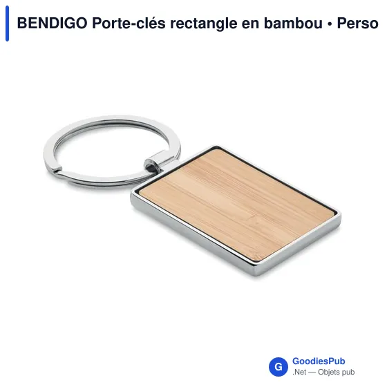 BENDIGO Porte-clés rectangle en bambou - Image 1