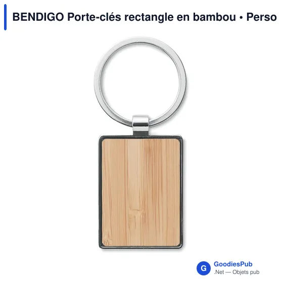 BENDIGO Porte-clés rectangle en bambou - Image 3