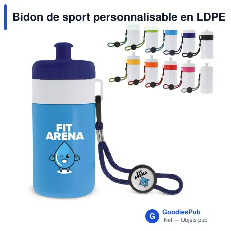 Bidon de sport personnalisable en LDPE et PP avec logo - Bague 500 ml