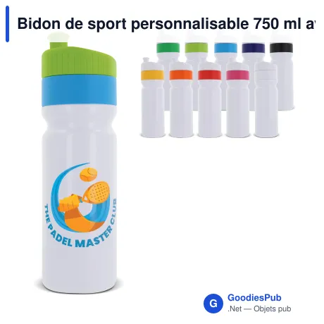 Bidon de sport personnalisable 750 ml avec logo - Modèle à bague