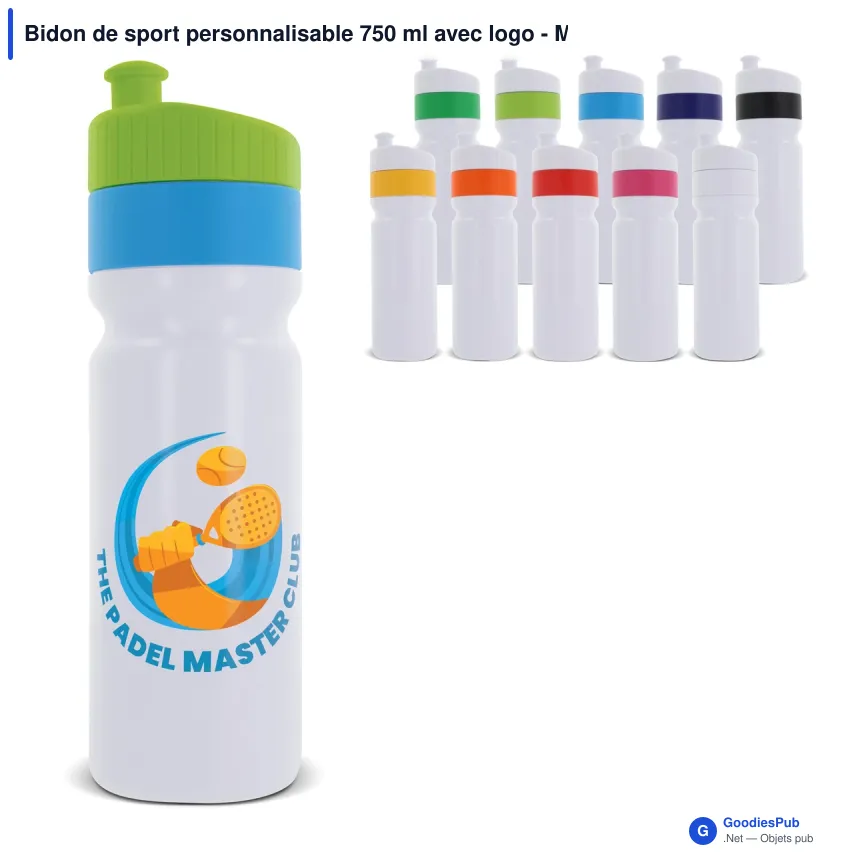 Bidon de sport personnalisable 750 ml avec logo - Modèle à bague - Image 1