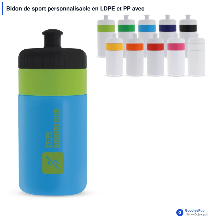 Bidon de sport personnalisable en LDPE et PP avec logo - Bord 500 ml - Image 1