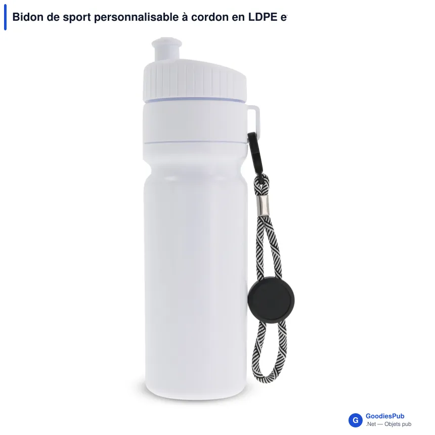Bidon de sport personnalisable à cordon en LDPE et PP avec logo - Bord 750 ml - Image 2