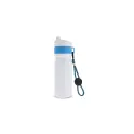 Variante Blanc / Bleu clair - Bidon de sport personnalisable à cordon en LDPE et PP avec logo - Bord 750 ml
