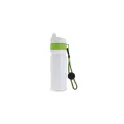 Variante Blanc / vert clair - Bidon de sport personnalisable à cordon en LDPE et PP avec logo - Bord 750 ml