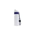 Variante Blanc / bleu foncé - Bidon de sport personnalisable à cordon en LDPE et PP avec logo - Bord 750 ml