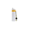 Variante Blanc / jaune - Bidon de sport personnalisable à cordon en LDPE et PP avec logo - Bord 750 ml