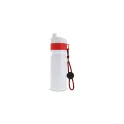 Variante Blanc / Rouge - Bidon de sport personnalisable à cordon en LDPE et PP avec logo - Bord 750 ml