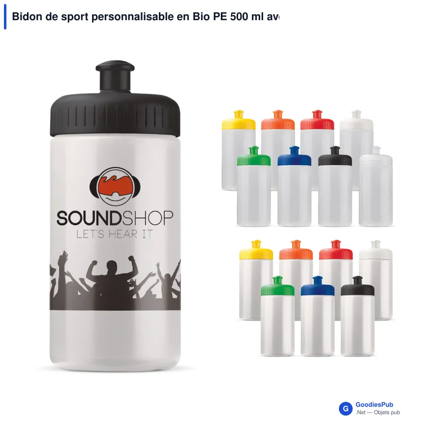 Bidon de sport personnalisable en Bio PE 500 ml avec logo - Basic - Image 1