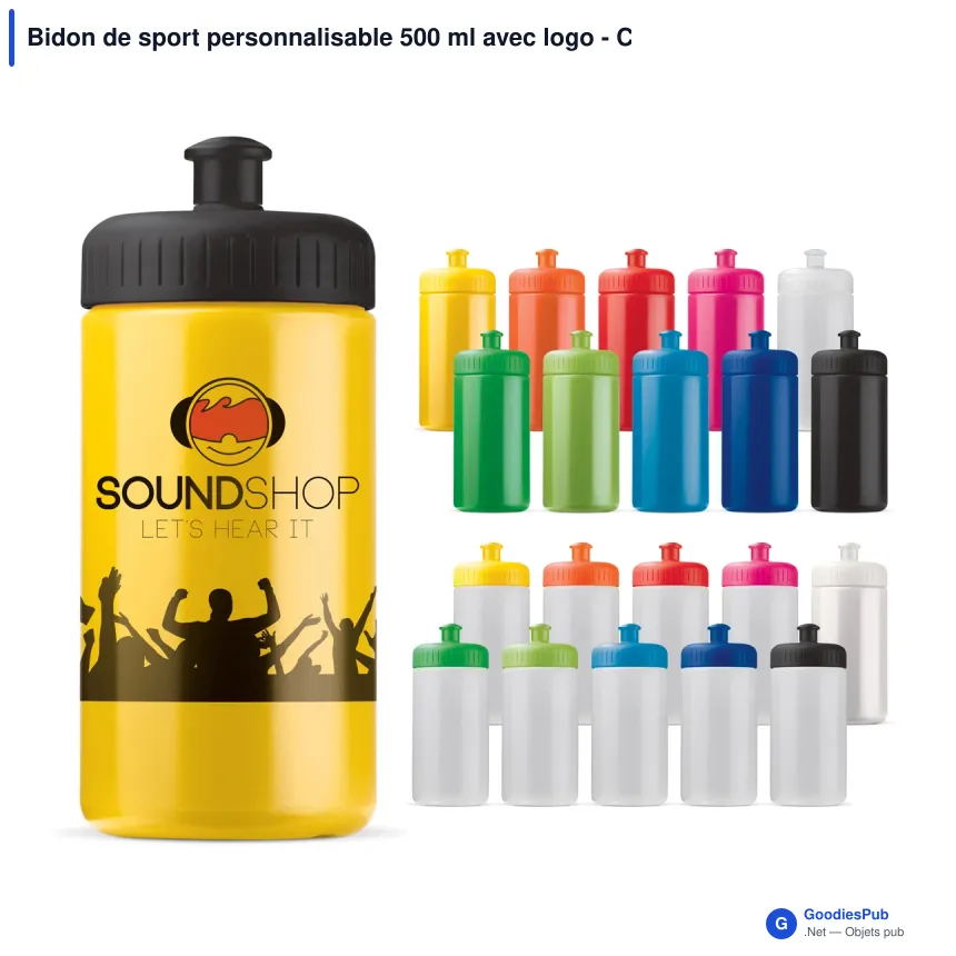 Bidon de sport personnalisable 500 ml avec logo - Classic - Image 1