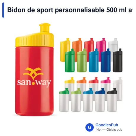 Bidon de sport personnalisable 500 ml avec logo - Design
