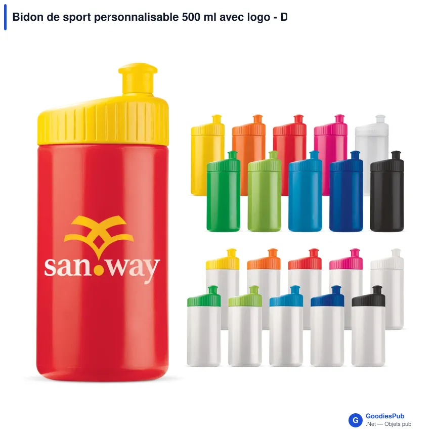 Bidon de sport personnalisable 500 ml avec logo - Design - Image 1