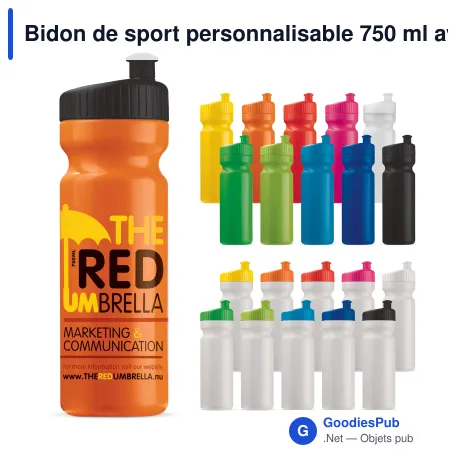 Bidon de sport personnalisable 750 ml avec logo - Design
