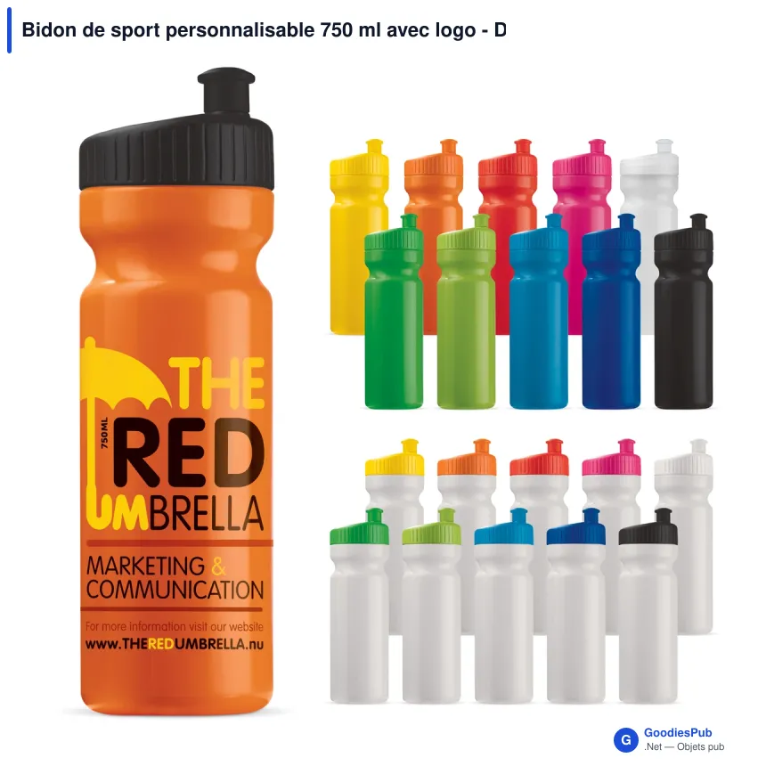 Bidon de sport personnalisable 750 ml avec logo - Design - Image 1