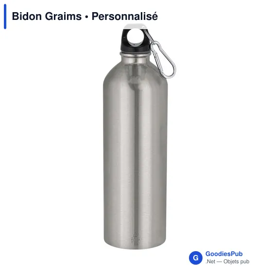 Gourde personnalisable en acier inoxydable recyclé avec logo - Bidon Graims - Image 1
