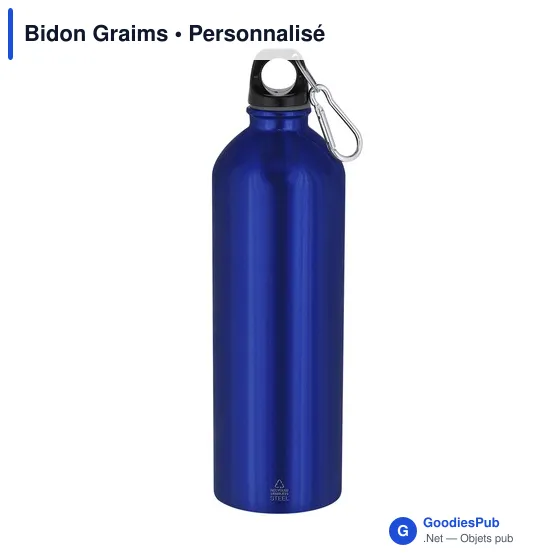 Gourde personnalisable en acier inoxydable recyclé avec logo - Bidon Graims - Image 4