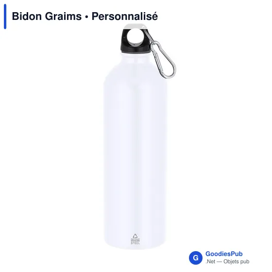 Gourde personnalisable en acier inoxydable recyclé avec logo - Bidon Graims - Image 10