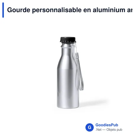 Gourde personnalisable en aluminium argenté avec logo