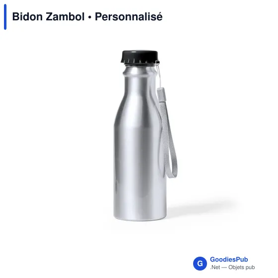 Gourde personnalisable en aluminium argenté avec logo - Image 2