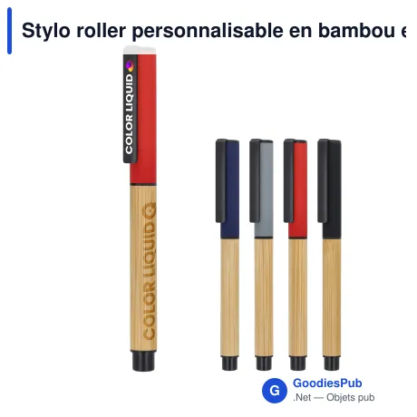 Stylo roller personnalisable en bambou et aluminium avec logo - Roller Bambou