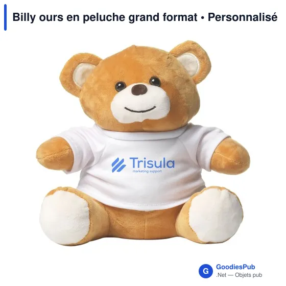 Ours en peluche personnalisable Billy avec logo - Grand format - Image 1