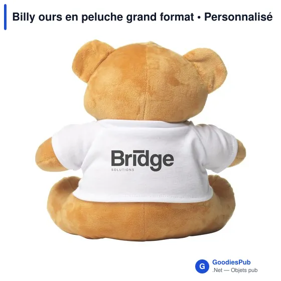 Ours en peluche personnalisable Billy avec logo - Grand format - Image 2