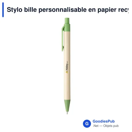Stylo bille personnalisable en papier recyclé avec logo