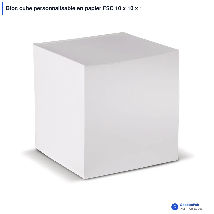Bloc cube personnalisable en papier FSC 10 x 10 x 10 cm avec logo - Cube 10 - Image 2