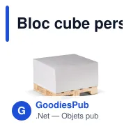 Bloc cube personnalisable en papier FSC sur palette en bois avec logo - 10 x 10 cm - Miniature 2