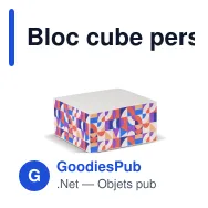 Bloc cube personnalisable en papier FSC 10 x 10 x 5 cm avec logo - Demi-cube - Miniature 1