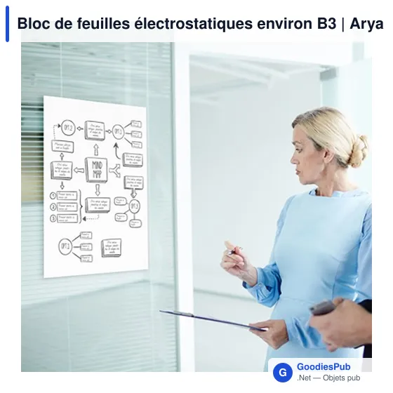Bloc de grandes feuilles électrostatiques personnalisables avec logo | Arya - Image 2