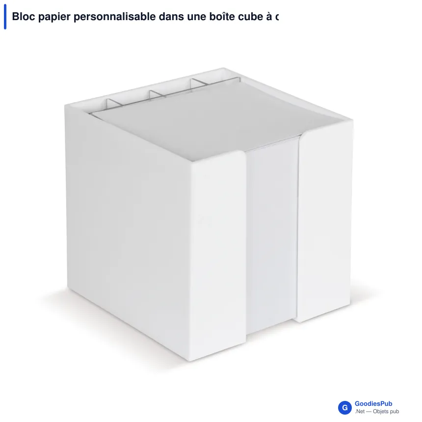 Bloc papier personnalisable dans une boîte cube à compartiments avec logo - Organiseur - Image 3