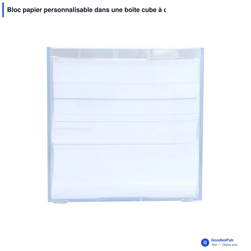Bloc papier personnalisable dans une boîte cube à compartiments avec logo - Organiseur - Image 4