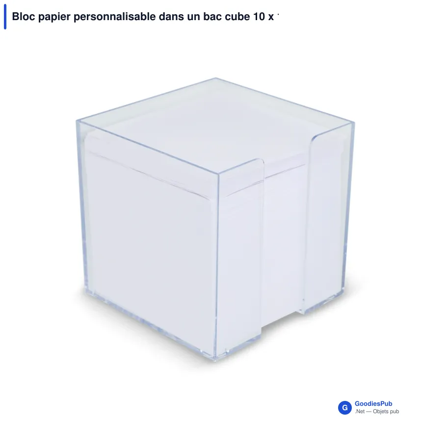 Bloc papier personnalisable dans un bac cube 10 x 10 x 10 cm avec logo - Bac cube - Image 2