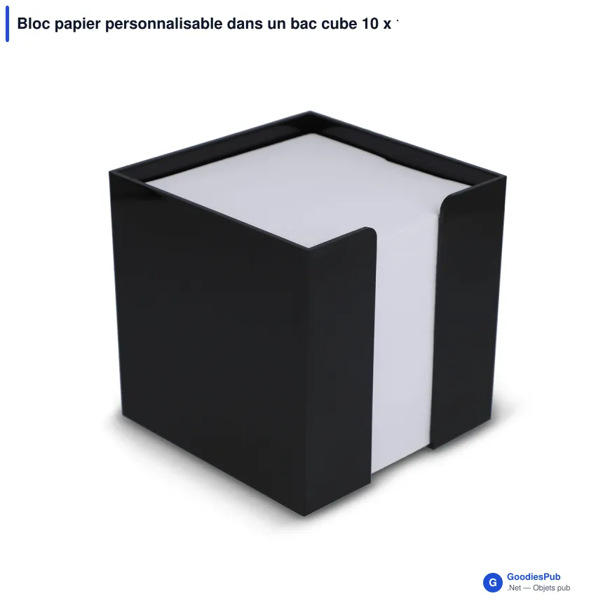 Bloc papier personnalisable dans un bac cube 10 x 10 x 10 cm avec logo - Bac cube - Image 3