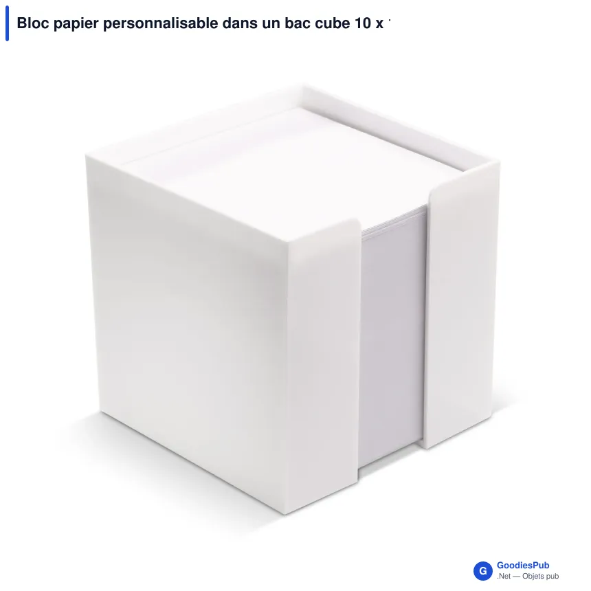 Bloc papier personnalisable dans un bac cube 10 x 10 x 10 cm avec logo - Bac cube - Image 4