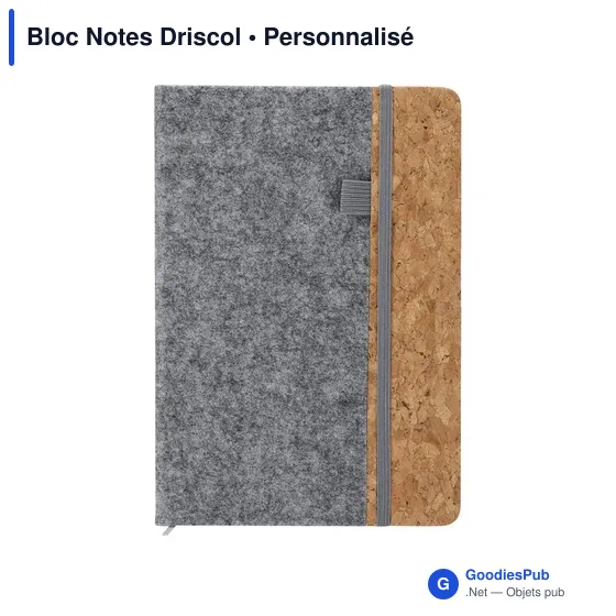 Bloc Notes personnalisable Driscol avec logo en feutre RPET - Image 1
