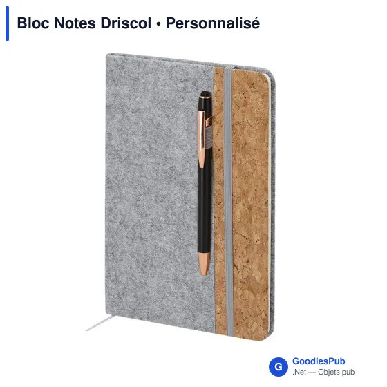 Bloc Notes personnalisable Driscol avec logo en feutre RPET - Image 11