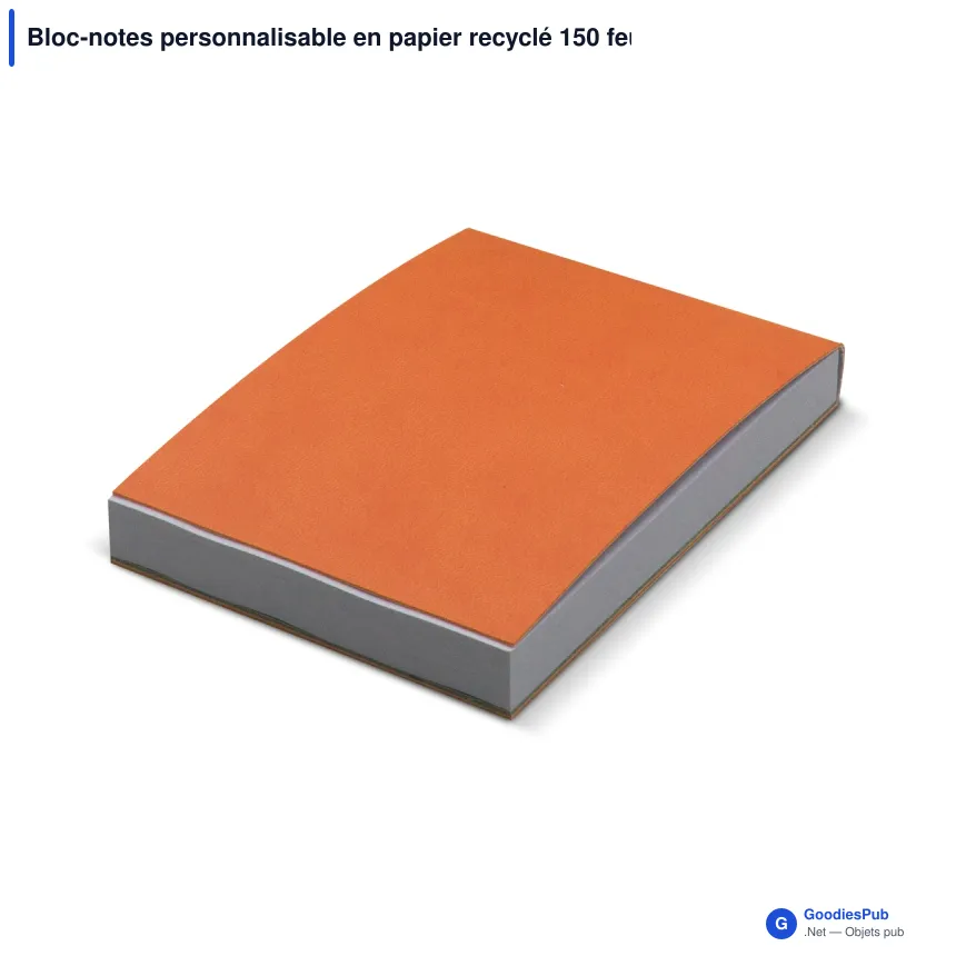 Bloc-notes personnalisable en papier recyclé 150 feuilles avec logo - 4 coloris - Image 3