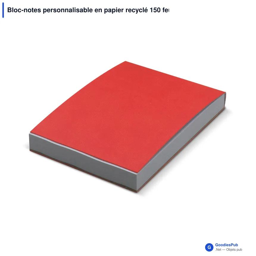 Bloc-notes personnalisable en papier recyclé 150 feuilles avec logo - 4 coloris - Image 4