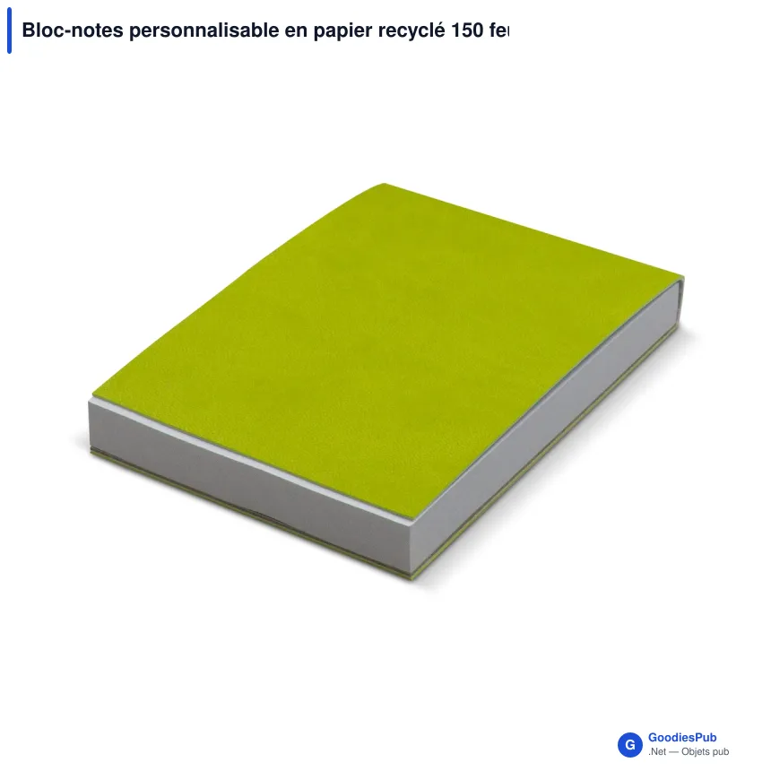 Bloc-notes personnalisable en papier recyclé 150 feuilles avec logo - 4 coloris - Image 5