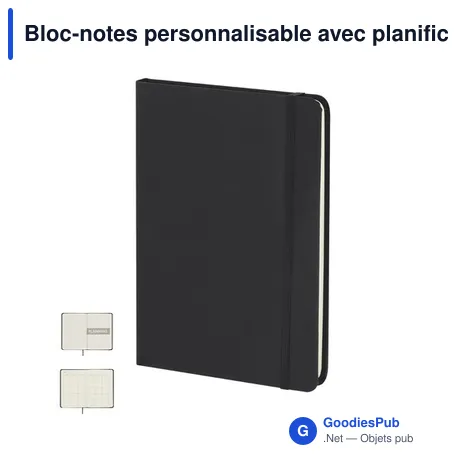 Bloc-notes personnalisable avec planificateur mensuel - Crixavec logo