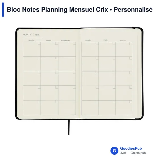 Bloc-notes personnalisable avec planificateur mensuel - Crixavec logo - Image 6