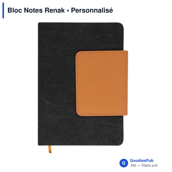 Bloc Notes personnalisable Renak avec logo en PU recyclé - Image 1