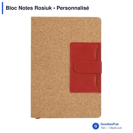 Bloc-notes personnalisable Rosiuk avec logo - Cahier en liège - Image 1